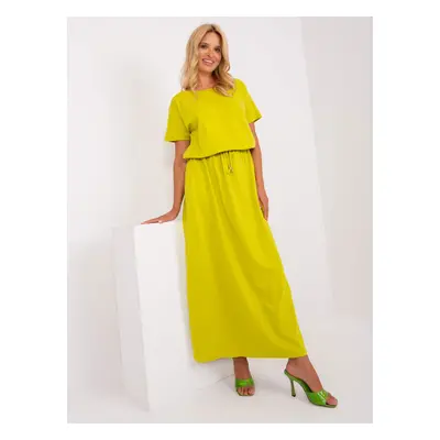 Basic lime maxi dress with pockets