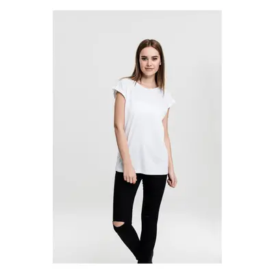 Women's T-shirt with extended shoulder white