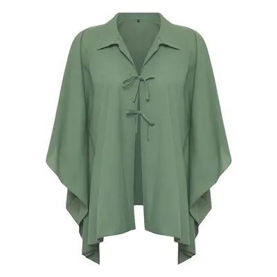 Trendyol Khaki Woven Bat Sleeve Shirt