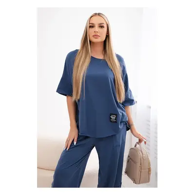 Kesi Włoski Cotton set blouse + trousers denim