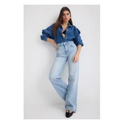 Trendyol Blue Premium Normal Waist Wide Leg Jeans