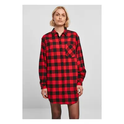 Women's Oversized Flannel Shirt Dress Black/Red