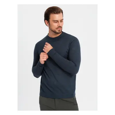 Ombre Men's knitted half turtleneck with viscose - navy blue