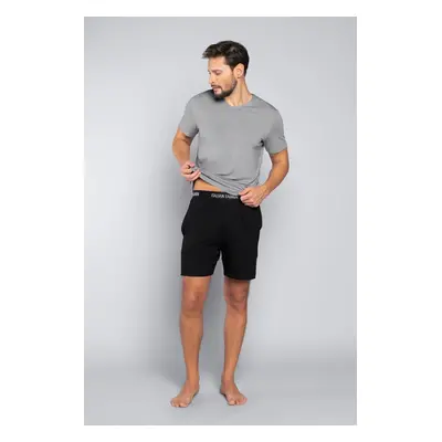 Men's pyjamas Dallas, short sleeves, shorts - melange/black