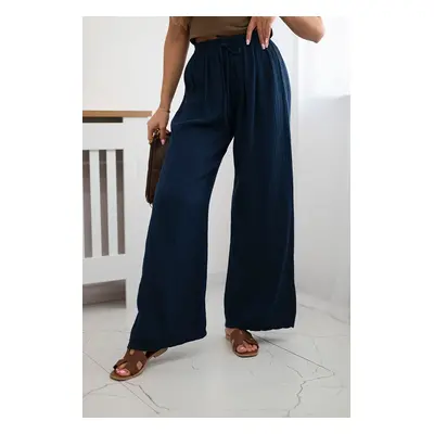 Kesi Włoski Muslin pants with a wide leg navy blue