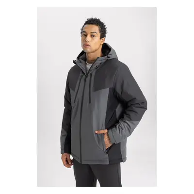 DEFACTO Fit Water Repellent Jacket Windproof Slim Fit Slim Cut Hooded Zippered Pocket