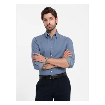 Ombre Men's SLIM FIT shirt in decorative fabric - blue