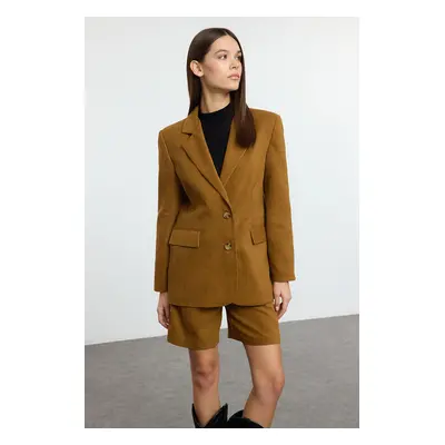 Trendyol Brown Suede Woven Blazer Jacket