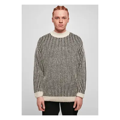 Oversized two-tone sweater white sand/black