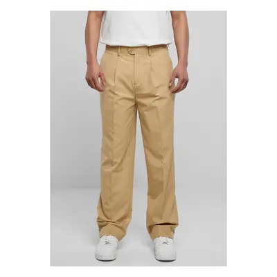 Straight pleated trousers in beige