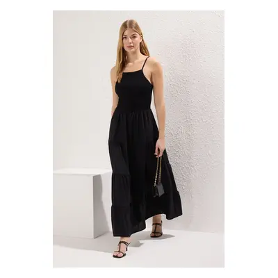 Trendyol Black Plain Gipel Maxi Woven Dress