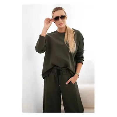 Punto Milano winter sweatshirt set + wide leg pants khaki