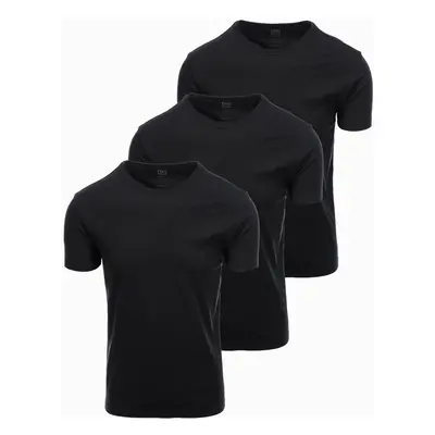 Ombre Set of BASIC men's cotton shirts with round neckline - 3x black