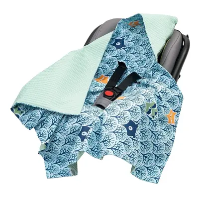 Medi Partners Baby carrier wrap – blanket with hood cm – Waffle – Forest + mint Waffle