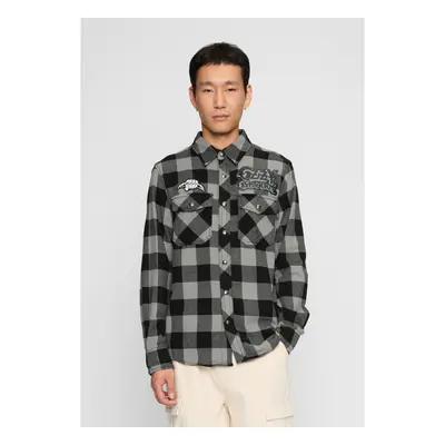 Men's checkered shirt Ozzy with long sleeves black/gray