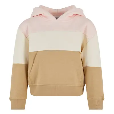 Girls' Oversized 3-Tone Hoody Pink/White Sand/Unionbeige