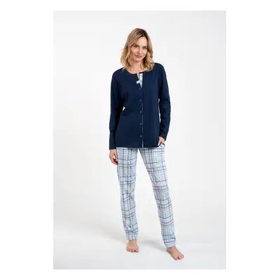 Women's pyjamas Emilly, long sleeves, long pants - navy blue/print