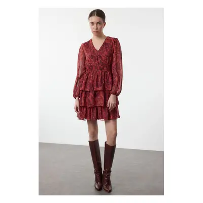 Trendyol Burgundy Ethnic Mini Woven Dress