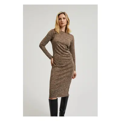 Women's knitted midi dress MOODO - brown