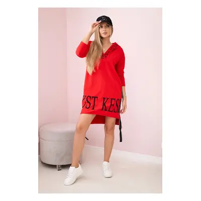 Kesi Dress with hood and print red