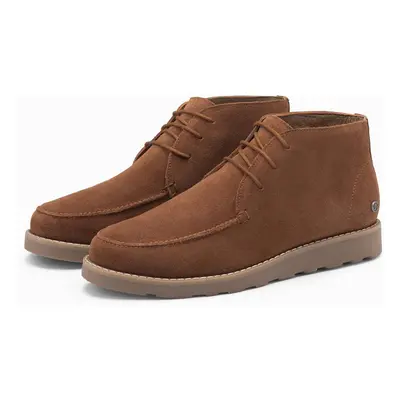 Ombre Men's suede ankle boots with thick sole - brown