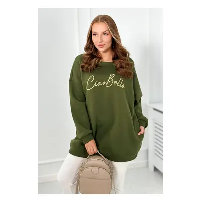 Insulated sweatshirt with khaki Ciao Bella inscription