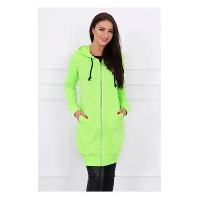 Dress with hood and hood green neon color