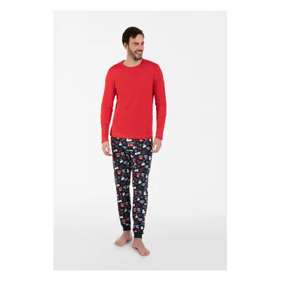 Men's pajamas Rojas long sleeves, long legs - red/print