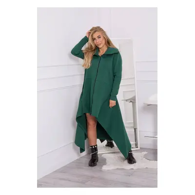 Insulated dress with longer sides in dark green color