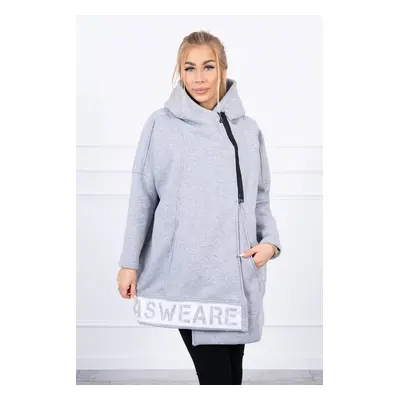 Insulated sweatshirt with zipper in gray color