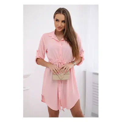 Kesi Włoski Dress with button closure and tie at the waist powder pink