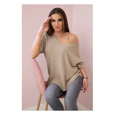 Kesi Włoski V-neck sweater blouse dark beige