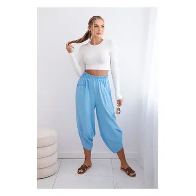 Kesi Włoski Trousers with wide leg and pockets blue