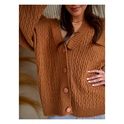 Loose cardigan with caramel pattern