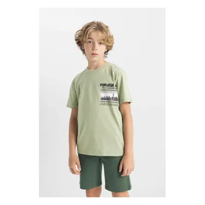 DEFACTO Boy's Crew Neck Printed Short Sleeve T-Shirt