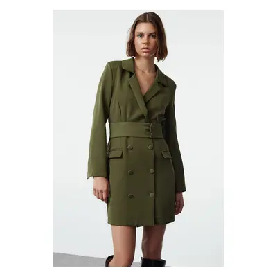 Trendyol Khaki Belted Buttoned Mini Woven Jacket Dress