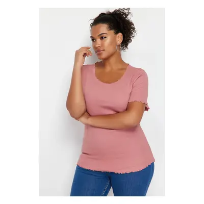 Trendyol Curve Pale Pink Camisole Knitted Plus Size Blouse