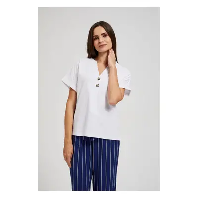 Women's T-shirt with buttons MOODO - white