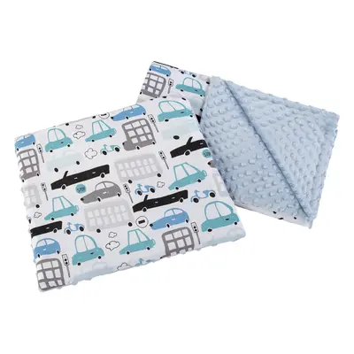 Medi Partners Quilt 55x75 + pillow 35x30 cotton + minky – Cars + blue minky