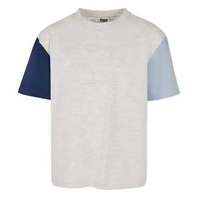 Boys' Organic Oversized T-Shirt Colorblock Light Grey