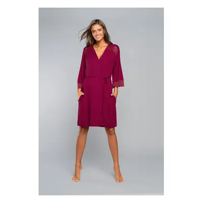 Samaria bathrobe with 3/4 sleeves - burgundy