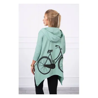 Sweatshirt with a dark mint cycling print