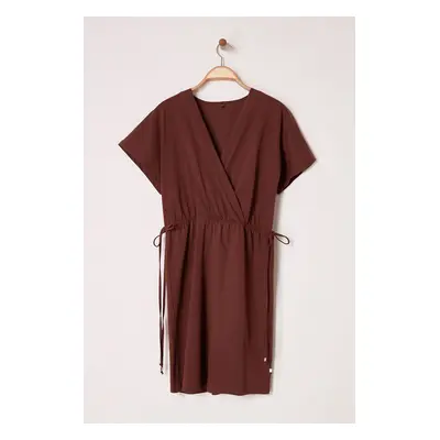 Trendyol Curve Brown Jersey Knitting Plus Size Dress