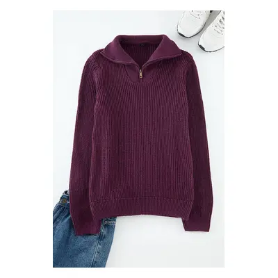 Trendyol Plum Regular Wool Half Turtleneck Plain Knitwear Sweater