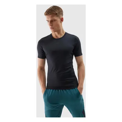 Men's slim sports T-shirt made of recycled 4F materials - deep black