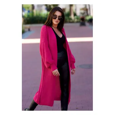 Long sweater fuchsia cardigan