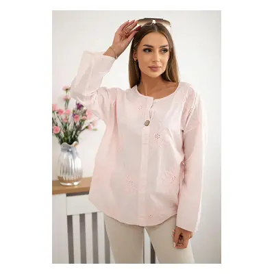 Kesi Włoski Shirt blouse with an embroidered pattern powder pink