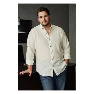 Trendyol Stone Plus Size Regular Fit Casual Button-down Collar Shirt