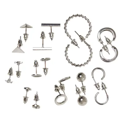 Earrings 10-pack - silver colors