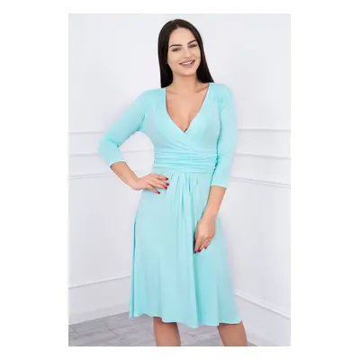 Dress with underbust neckline, 3/4 sleeves mint